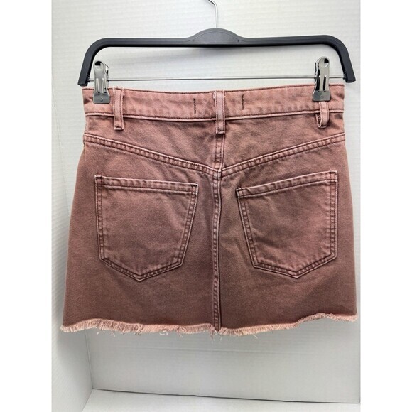 We The Free Rust Brown Red Denim Zip Front Mini Skirt Raw Hem Womens Sz 24 XXS - Picture 7 of 9